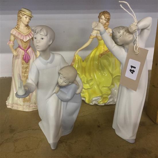 2 Royal Doulton figures & 2 Lladro figures